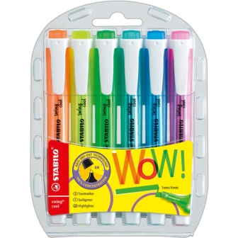 Stabilo Swing Cool Highlighter Wallet Assorted 275/6 [Ss13494] - Pack of 6