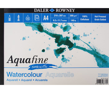 Daler Aquafine Watercolour Pad Landscape 300G SMOOTH A4 12 Sheets
